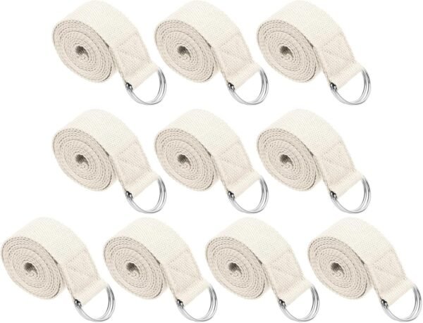 Yoga Strap for Stretching, Cotton Yoga Belt with Adjustable Metal D-Ring Buckle Stretch Band for Fitness Pilates