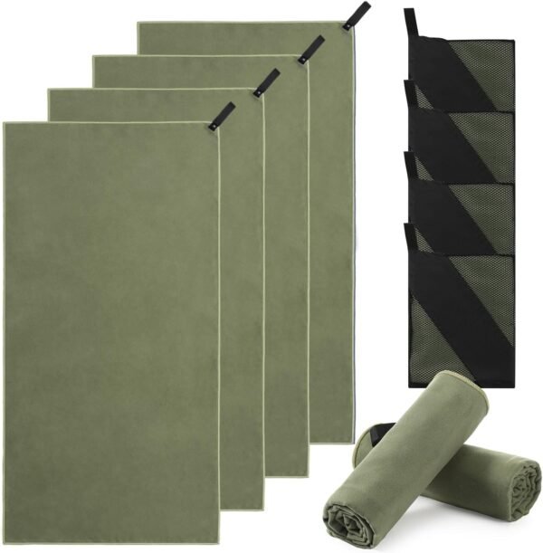 4 Pcs Quick Dry Camping Towel Absorbent  Travel Towel 47.24'' X 23.62'' Travel Wash Cloth Set for Backpacking Camping Beach Gym Sports Yoga Swimming Pool