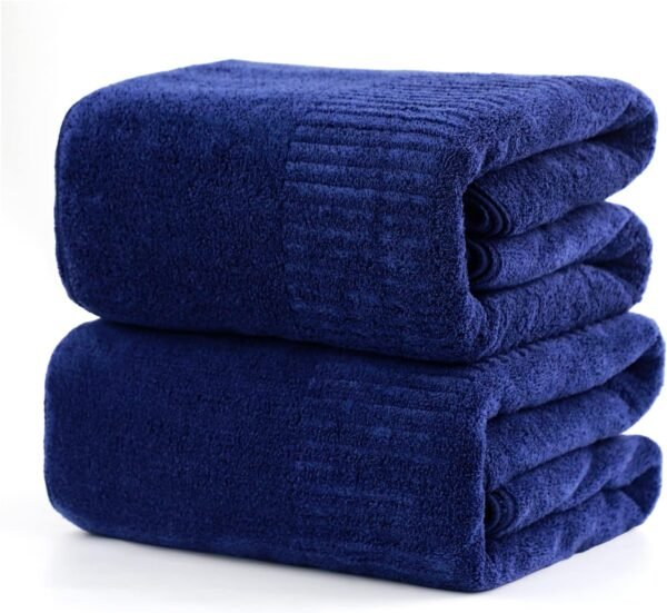 Bath Towels, Super Soft Towels for Bathroom, Highly Absorbent Large Towel Set 35 x 63 Inches, Quick Dry Multipurpose Use for Fitness,Spa,Sports Towels,Yoga Towel, Navy Blue (2 Pack)