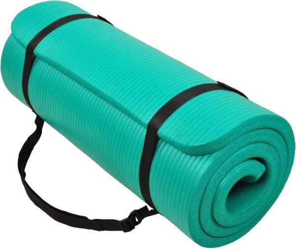 All Purpose 1-Inch Extra Thick High Density Anti-Tear Exercise Yoga Mat with Carrying Strap, Optional Yoga Blocks and Knee Pad
