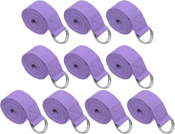 Yoga Strap for Stretching, Cotton Yoga Belt with Adjustable Metal D-Ring Buckle Stretch Band for Fitness Pilates