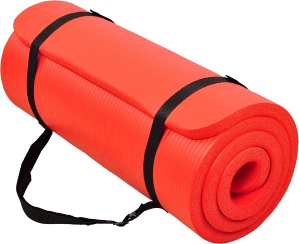 All Purpose 1-Inch Extra Thick High Density Anti-Tear Exercise Yoga Mat with Carrying Strap, Optional Yoga Blocks and Knee Pad