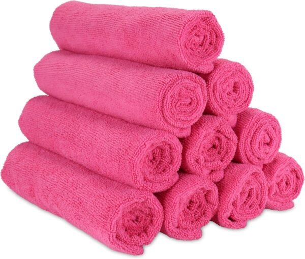 Gym Towel - Pack of 12 - Super Soft, Quick Dry Workout Sweat Towels, 300 GSM Lightweight & Absorbent for Sports, Working Out, Yoga, and Spa, 16 x 27 in, Hot Pink