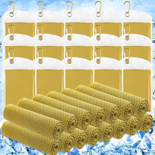 15 Pack Cooling Towels 40" x 12" Cooling Towels for Neck and Face Iced Towel  Soft Breathable Chilly Yoga Towel for Hot Weather (Yellow)