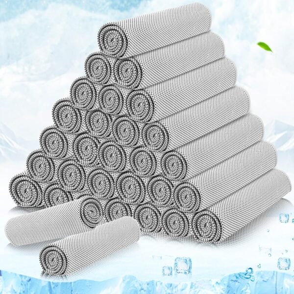 30 Packs Cooling Towels Bulk Cooling Towels for Neck and Face Gym Workout Cooling Neck Rags for Sports Yoga Soft  Breathable Sweat Rags for Hiking Running Fitness-Gray