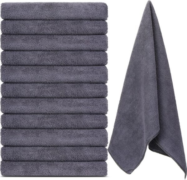 12 Pcs  Workout Gym Towels, 360 GSM 12 x 30 Inch Gentle and Fast Drying Absorbent Towels for Men Women Yoga Travel Sports(Gray)